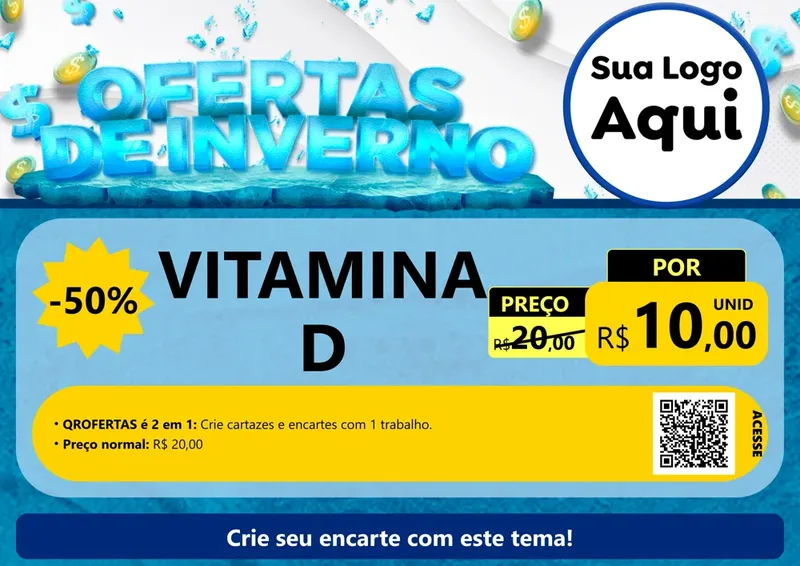 Modelo de Cartaz para Cartaz A4 Horizontal com o tema Ofertas de Inverno para Farmácia