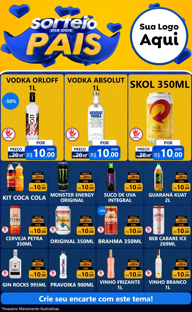 Modelo de Encarte para Encarte Grande com o tema Sorteio Dia dos Pais para Distribuidora de bebidas