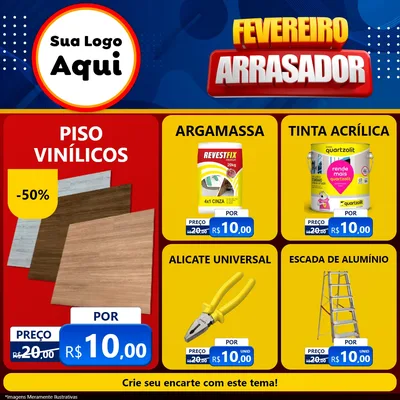 Modelo de Rede Social para Feed Facebook com o tema Fevereiro Arrasador para Material para Construção