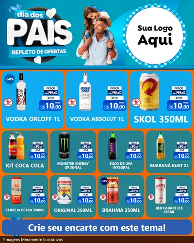 Modelo de Rede Social para Feed Instagram com o tema Dia Dos Pais Repleto de Ofertas para Distribuidora de bebidas