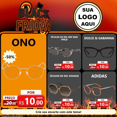 Modelo de Rede Social para Feed Facebook com o tema Black Friday para Óticas