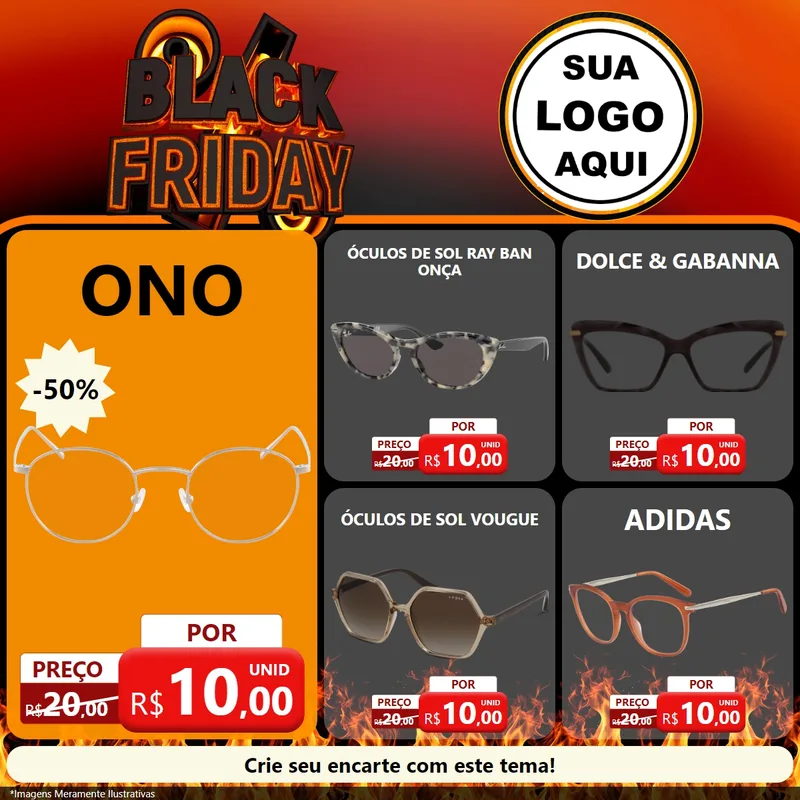Modelo de Rede Social para Feed Facebook com o tema Black Friday para Óticas