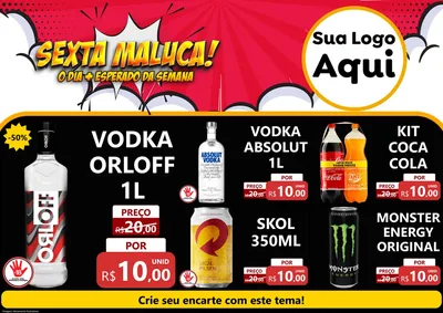 Modelo de Encarte para Encarte A4 Horizontal com o tema Sexta Maluca! para Distribuidora de bebidas