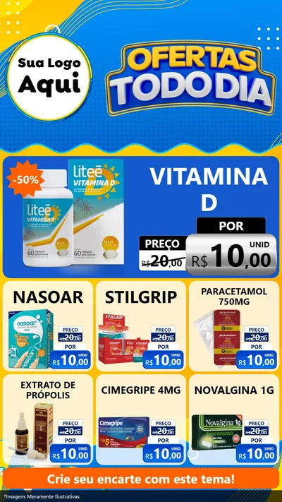 Modelo de Rede Social para Stories com o tema Ofertas Todo Dia para Farmácia