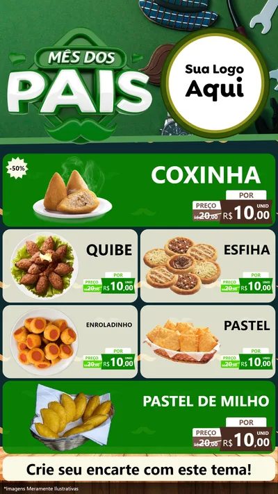 Modelo de TV para TV Vertical com o tema Mês dos Pais para Salgadaria
