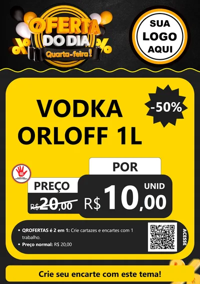 Modelo de Cartaz para Cartaz A4 Vertical com o tema Oferta do Dia - Quarta Feira! para Distribuidora de bebidas