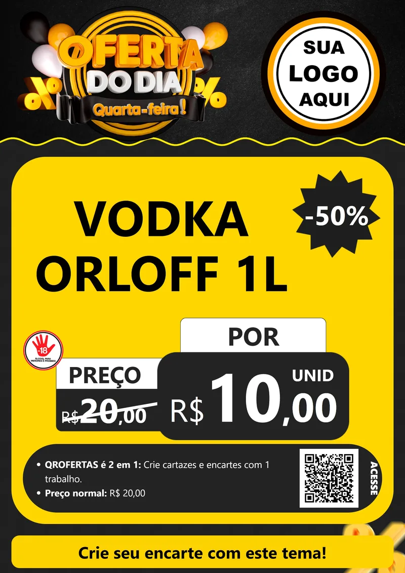 Modelo de Cartaz para Cartaz A4 Vertical com o tema Oferta do Dia - Quarta Feira! para Distribuidora de bebidas