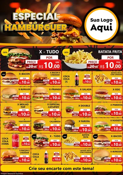 Modelo de Encarte para Encarte A4 Vertical com o tema Especial Hambúrguer para Hamburgueria