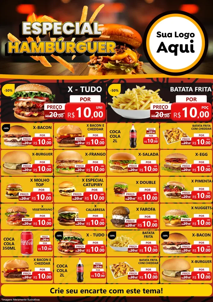 Modelo de Encarte para Encarte A4 Vertical com o tema Especial Hambúrguer para Hamburgueria