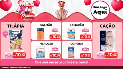 Modelo de TV para TV Horizontal com o tema Mês da Mulher para Peixaria
