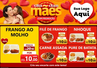 Modelo de Encarte para Encarte A4 Horizontal com o tema Dia das Mães com Promoção para Restaurante