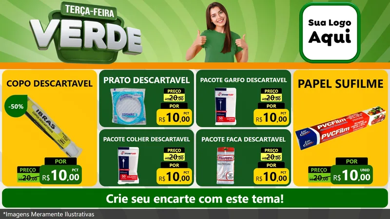 Modelo de TV para TV Horizontal com o tema Terça - Feira Verde para Embalagens