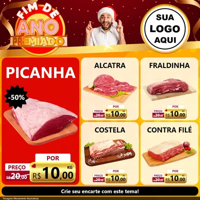 Modelo de Rede Social para Feed Facebook com o tema Fim de Ano Premiado para Açougue