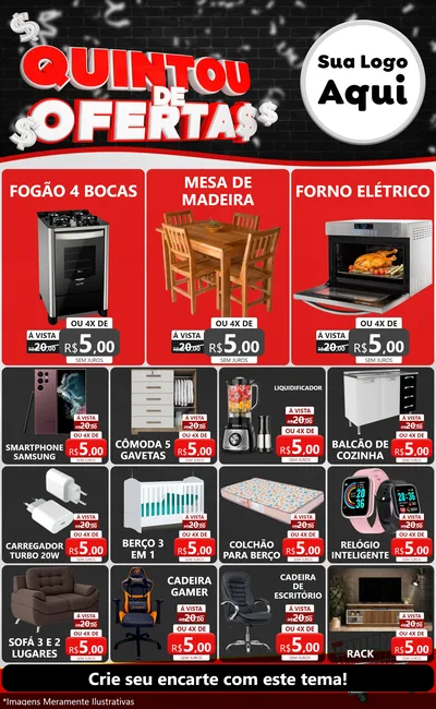 Modelo de Encarte para Encarte Grande com o tema Quintou de Ofertas para Móveis e Eletro