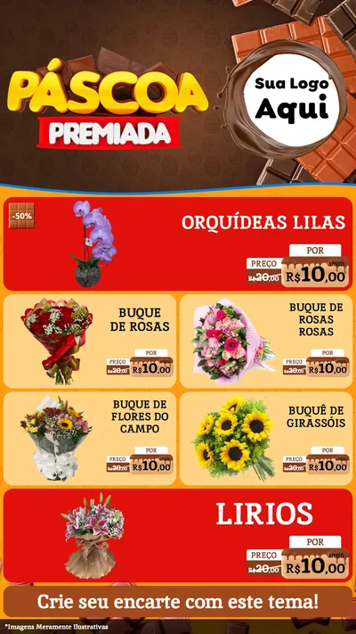 Modelo de TV para TV Vertical com o tema Páscoa Premiada para Floricultura e jardim