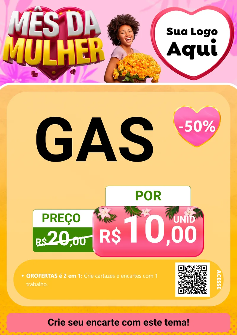 Modelo de Cartaz para Cartaz A4 Vertical com o tema Mês da Mulher para Água e gás