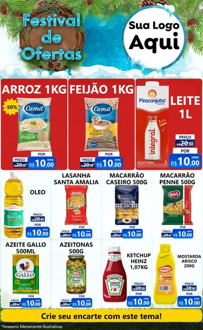 Modelo de Encarte para Encarte Grande com o tema Festival de Ofertas - Inverno para Supermercado