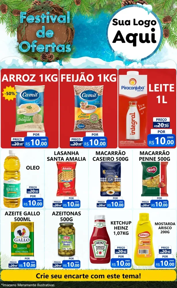 Modelo de Encarte para Encarte Grande com o tema Festival de Ofertas - Inverno para Supermercado