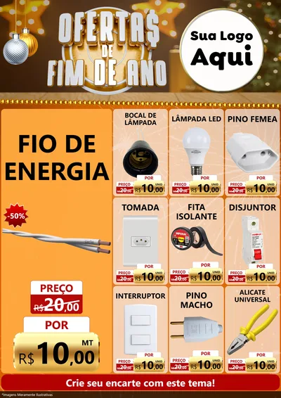 Modelo de Encarte para Encarte A4 Vertical com o tema Ofertas de Fim de Ano para Materiais Elétricos