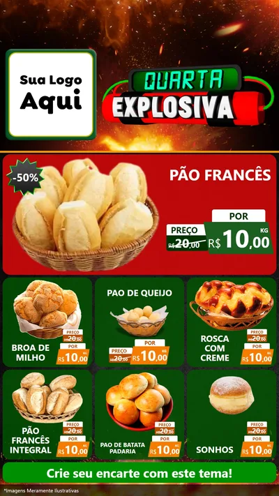 Modelo de Rede Social para Stories com o tema Quarta Explosiva para Padaria