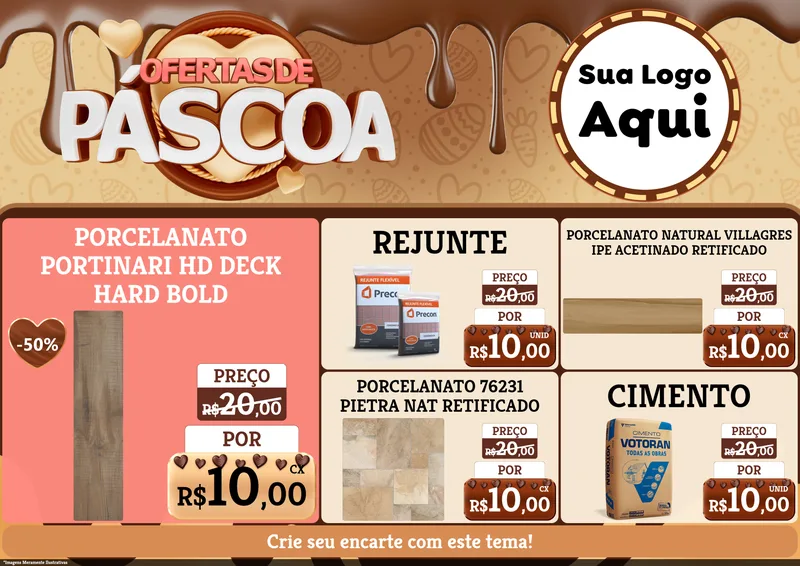 Modelo de Encarte para Encarte A4 Horizontal com o tema Ofertas de Páscoa para Pisos e revestimentos