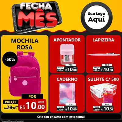 Modelo de Rede Social para Feed Facebook com o tema Fecha Mês para Papelaria