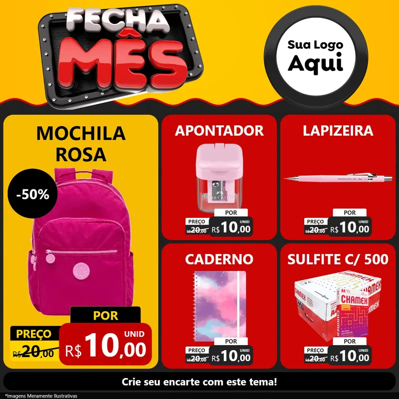 Modelo de Rede Social para Feed Facebook com o tema Fecha Mês para Papelaria
