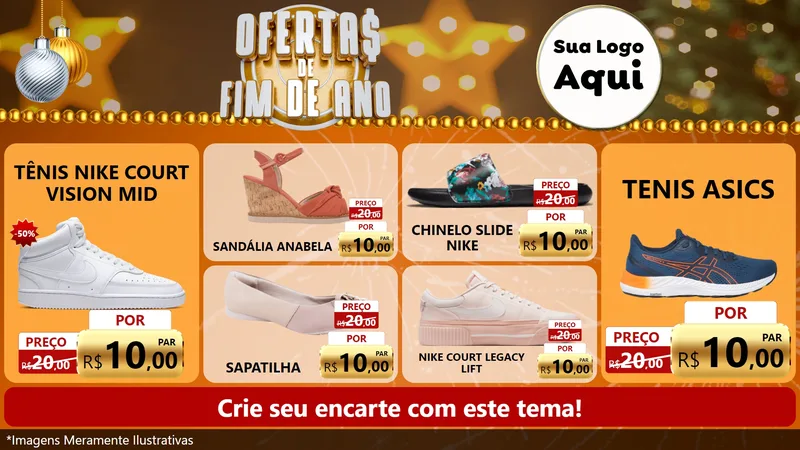 Modelo de TV para TV Horizontal com o tema Ofertas de Fim de Ano para Calçados