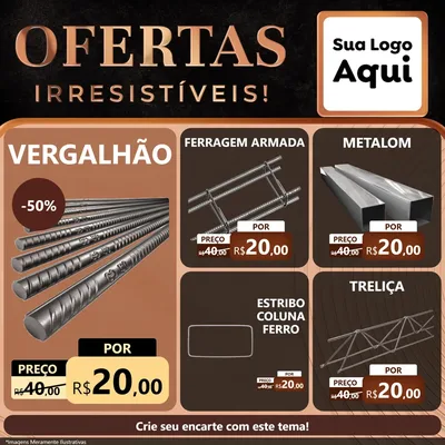 Modelo de Rede Social para Feed Facebook com o tema Ofertas Irresistíveis! para Ferragens