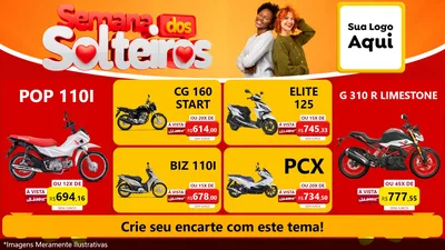 Modelo de TV para TV Horizontal com o tema Semana dos Solteiros para Concessionaria de Motos