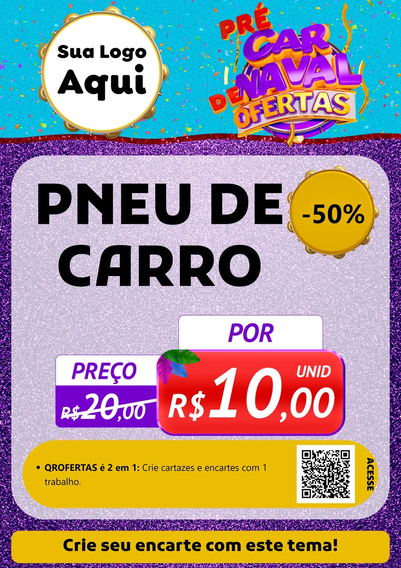 Modelo de Cartaz para Cartaz A4 Vertical com o tema Pré Carnaval de Ofertas para Auto peças