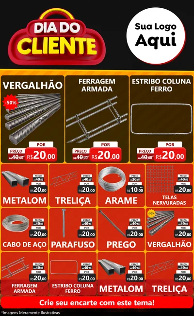Modelo de Encarte para Encarte Grande com o tema Dia do Cliente para Ferragens