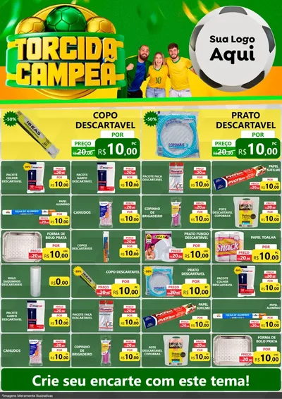 Modelo de Encarte para Encarte A4 Vertical com o tema Torcida Campeã - Copa para Embalagens