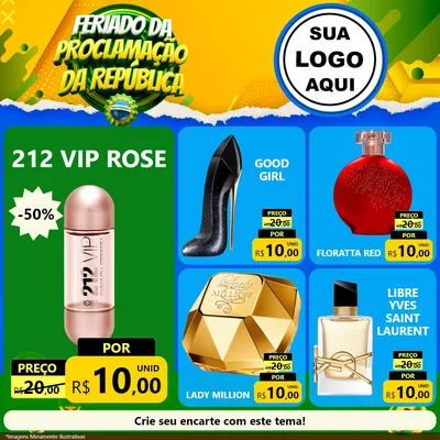 Modelo de Rede Social para Feed Facebook com o tema Feriado da Proclamação da República para Perfumes