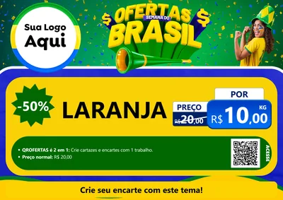 Modelo de Cartaz para Cartaz A4 Horizontal com o tema Ofertas Semana do Brasil para Hortifrúti