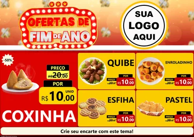 Modelo de Encarte para Encarte A4 Horizontal com o tema Ofertas de Fim de Ano para Salgadaria