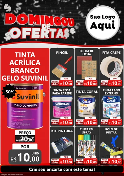 Modelo de Encarte para Encarte A4 Vertical com o tema Domingou de Ofertas para Tintas e Ferramentas