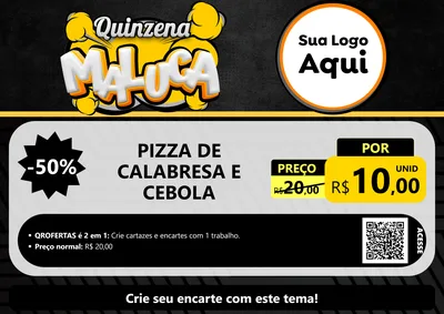 Modelo de Cartaz para Cartaz A4 Horizontal com o tema Quinzena Maluca para Pizzaria