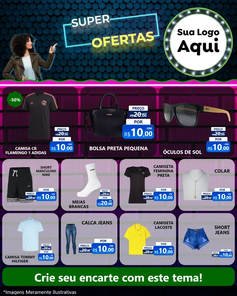 Modelo de Rede Social para Feed Instagram com o tema Super Ofertas para Roupas e acessórios