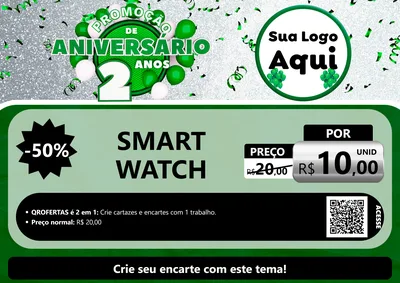 Modelo de Cartaz para Cartaz A4 Horizontal com o tema Promoção de Aniversário - 2 Anos para Informática