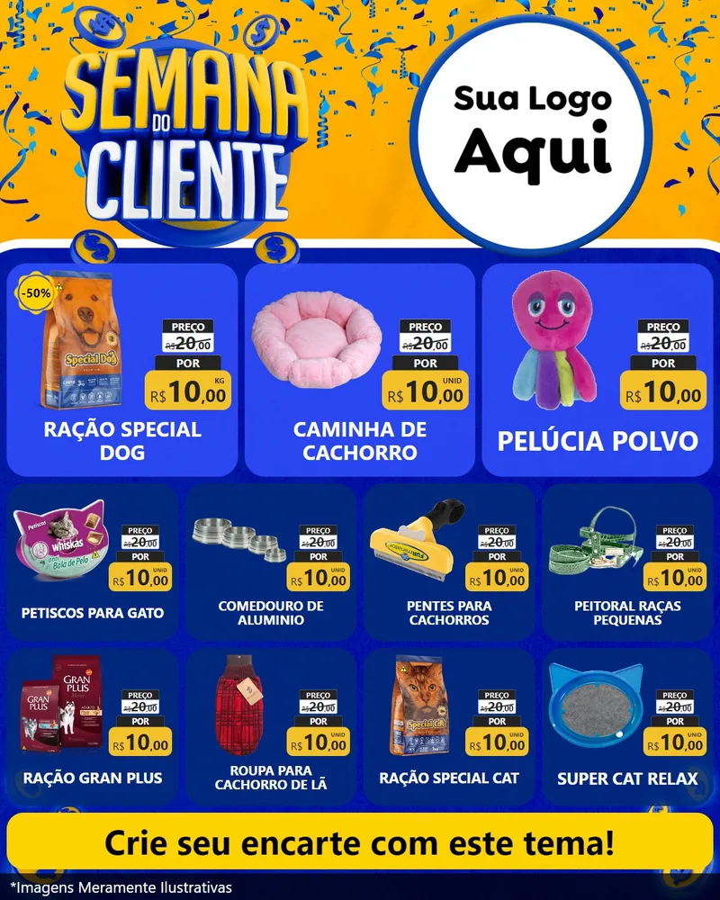 Modelo de Rede Social para Feed Instagram com o tema Semana do Cliente para Pet Shop