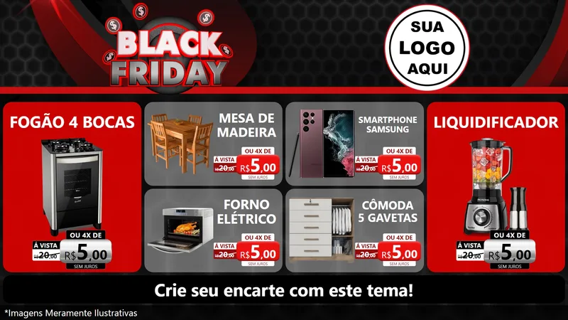 Modelo de TV para TV Horizontal com o tema Black Friday para Móveis e Eletro