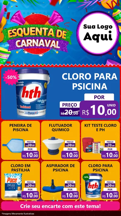 Modelo de Rede Social para Stories com o tema Esquenta de Carnaval para Produtos para Piscina