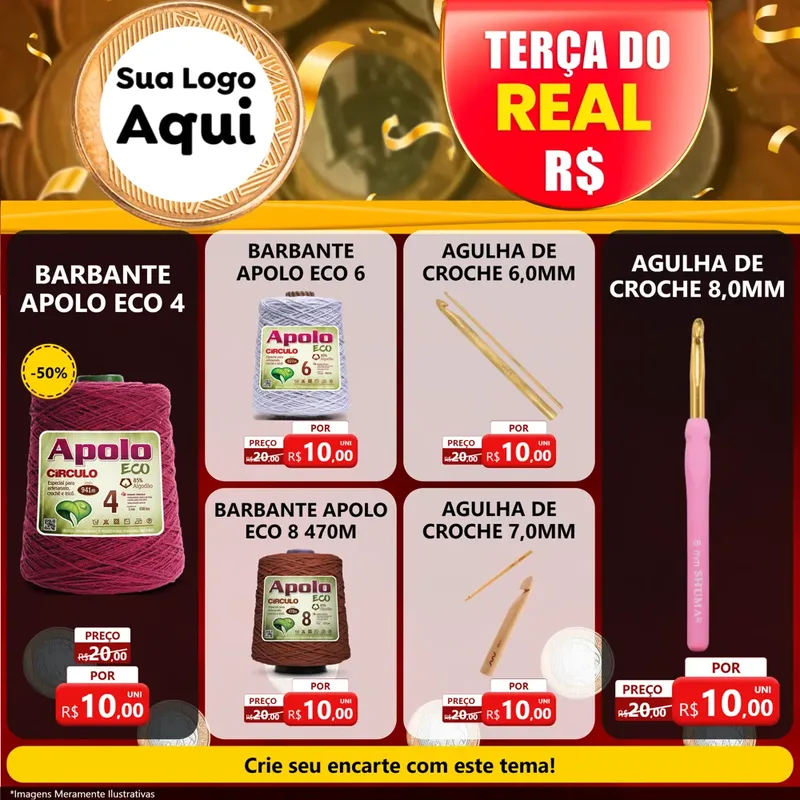 Modelo de Rede Social para Feed Facebook com o tema Terça do Real para Armarinho e Aviamentos