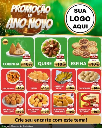 Modelo de Rede Social para Feed Instagram com o tema Promoção de Ano Novo para Salgadaria