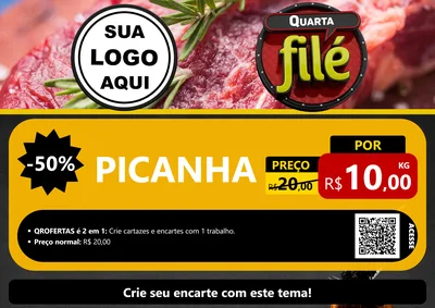 Modelo de Cartaz para Cartaz A4 Horizontal com o tema Quarta Filé para Açougue