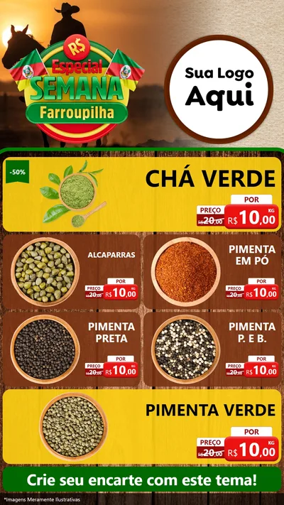 Modelo de TV para TV Vertical com o tema Especial Semana Farroupilha para Produtos Naturais