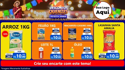 Modelo de TV para TV Horizontal com o tema Descontos Quentes de Festa Junina para Supermercado