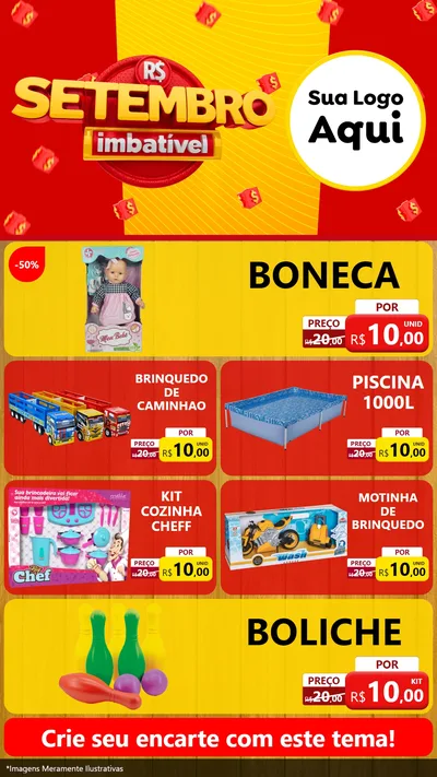 Modelo de TV para TV Vertical com o tema Setembro Imbatível para Brinquedos
