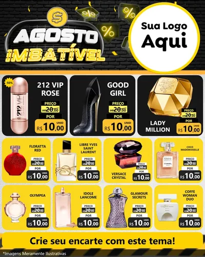 Modelo de Rede Social para Feed Instagram com o tema Agosto Imbatível para Perfumes